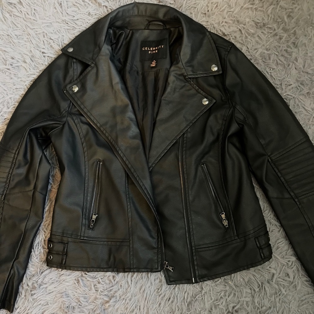 Celebrity Pink Faux Leather Jacket